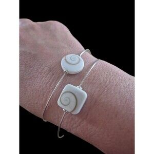 Shiva Shell Bangle Bracelet Sterling Silver Filled Brass Lot Of Two